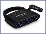 Розгалужувач D-24 трійник з проводом 2-USB в прикурювач з зарядкою TYPE-C