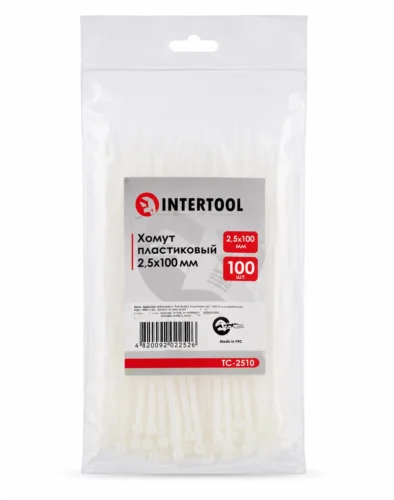 Хомут пластиковий 100 x 2,5  білий  Intertool TC-2510