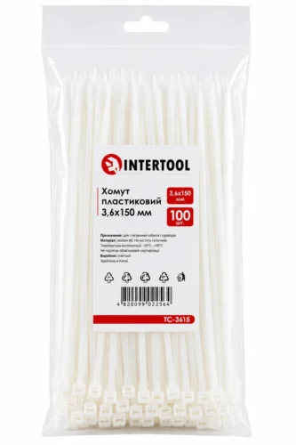Хомут пластиковий 150 x 3,6  білий  Intertool TC-3615