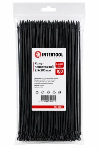 Хомут пластиковий 200 x 2,5  чорний  Intertool TC-2521