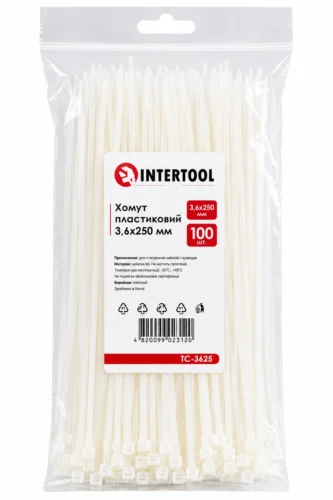 Хомут пластиковий 250 x 3,6  білий  Intertool TC-3625
