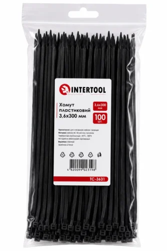 Хомут пластиковий 300 x 3,6  чорний  Intertool TC-3631