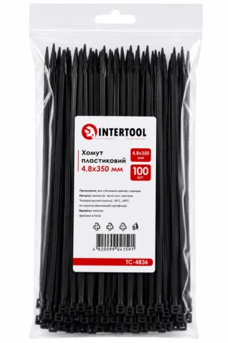 Хомут пластиковий 350 x 4,8  чорний  Intertool TC-4836