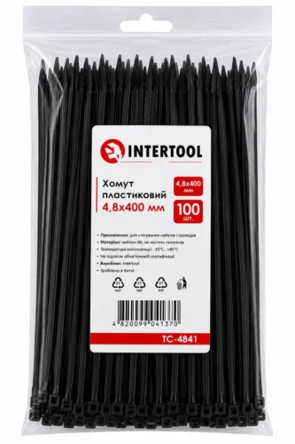 Хомут пластиковий 400 x 4,8  чорний  Intertool TC-4841