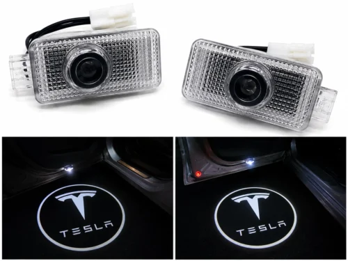 Підсвітка з дверей на землю з лого авто TESLA