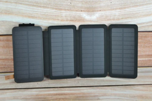 Повербанк (WSC-15/3) на сонячній батареї Power Bank -20000 mAh Ліхтар, сонячні панелі 4 шт., бездротова зарядка