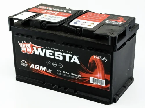 Акумулятор Westa 80Ач 800A AGM (Start-Stop) (L4) (0) Євро прав +