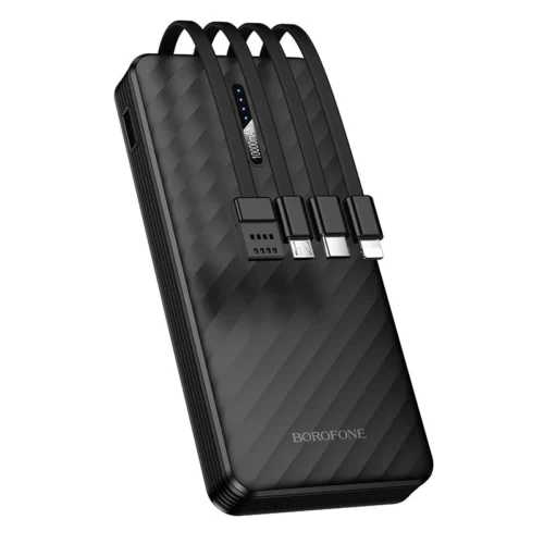 Повербанк 10000 mAh, 1 USB+Type-C/MicroUSB/iPhone, індикатор заряду, 10W, чор. BJ84 (6941991126161)
