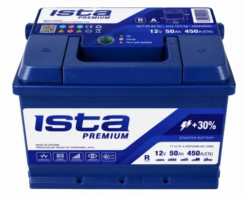 Акумулятор ISTA  50Аг 450А Premium (LB1) (0) Євро правий + (h=175)