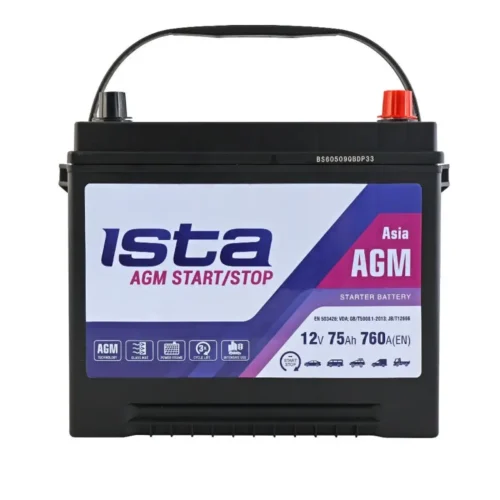 Акумулятор ISTA  75Ач 760A Asia AGM (D26) (0) Євро правий + (QTF24FAGM12V75)