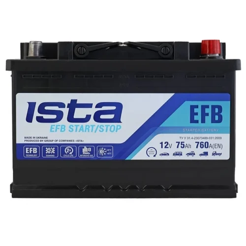 Акумулятор ISTA  75Ач 760A EFB Start-Stop (L3) (0) Євро правий + (5754618909)