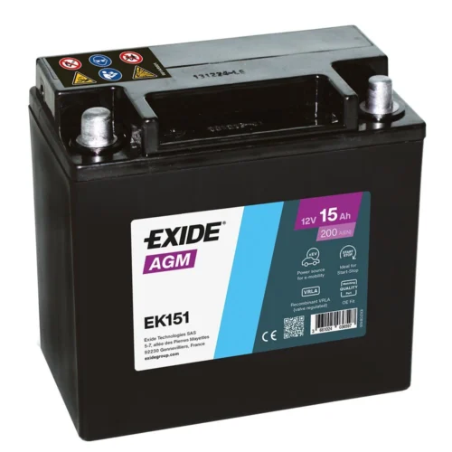 Акумулятор EXIDE 15Аг 200А AGM (Start-Stop) (L2) (1) Auxiliary (EK151)