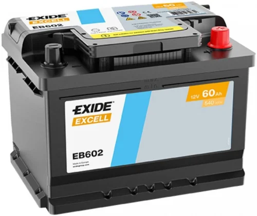 Акумулятор EXIDE  60Аг 540А Excell (LB2) (0) Євро правий + (EB602)