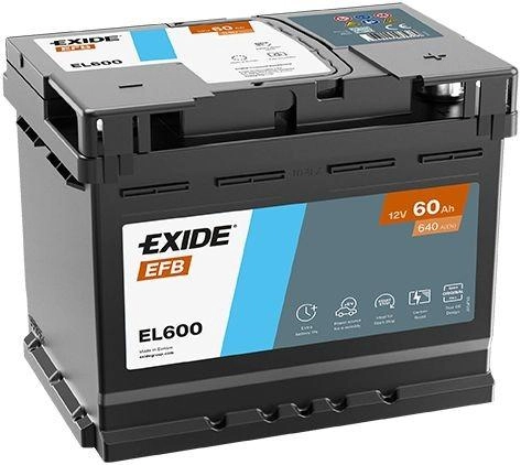 Акумулятор EXIDE  60Аг 640А EFB (L2) (0) Євро правий + (EL600)