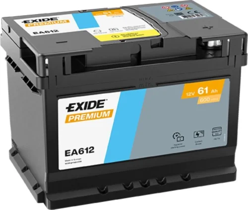 Акумулятор EXIDE  61Аг 600А Premium (L2) (0) Євро правий + (EA612)