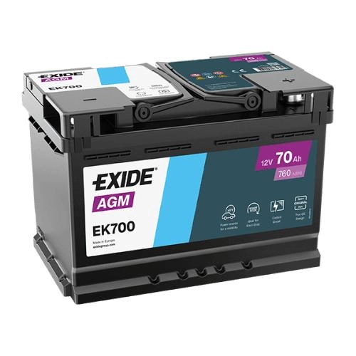 Акумулятор EXIDE  70Аг 760А AGM (Start-Stop) (L3) (0) Євро правий + (EK700)