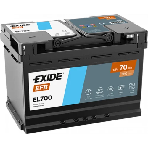 Акумулятор EXIDE  70Аг 760А EFB (Start-Stop) (L3) (0) Євро правий + (EL700)
