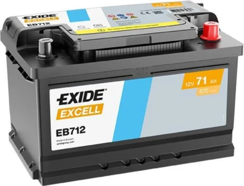 Акумулятор EXIDE  71Ач 670А (LB3) (0) Євро правий + (EB712)