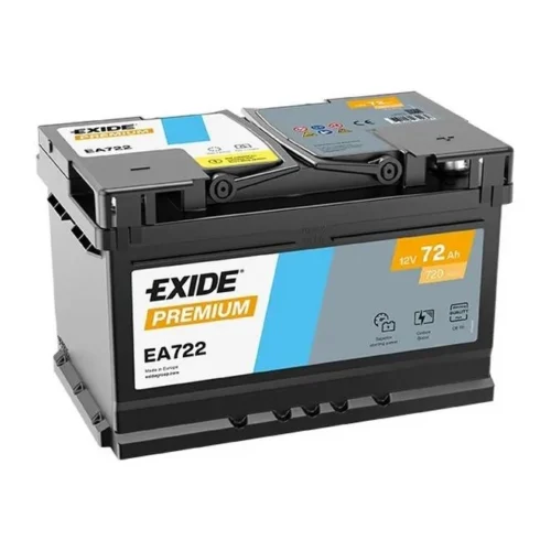 Акумулятор EXIDE 72Ач 720А Premium (Start-Stop) (0) (LB3) Євро правий + (h=175) (EA722)