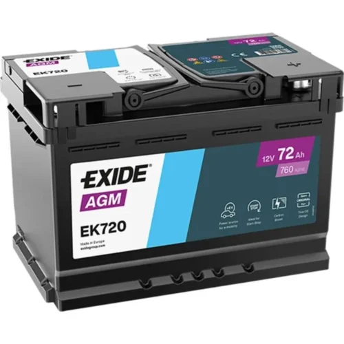 Акумулятор EXIDE 72Аг 760А AGM (Start-Stop) (0) (L3) Євро правий + (EK720)