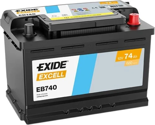 Акумулятор EXIDE  74Ач 680А Excell (L3) (0) Євро правий + (EB740)