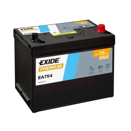 Акумулятор EXIDE  75Аг 630А Asia Premium (D26) (0) правий +  (EA754)