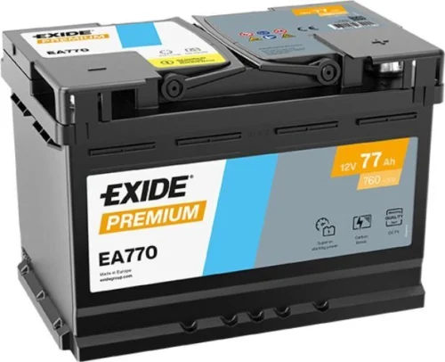 Акумулятор EXIDE  77Аг 760А Premium (L3) (0) Євро правий + (EA770)