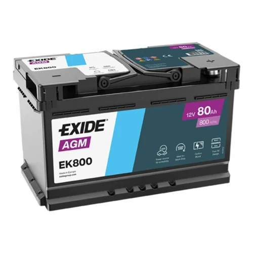 Акумулятор EXIDE  80Аг 800А AGM (Start-Stop) (L4) (0) Євро правий + (EK800)