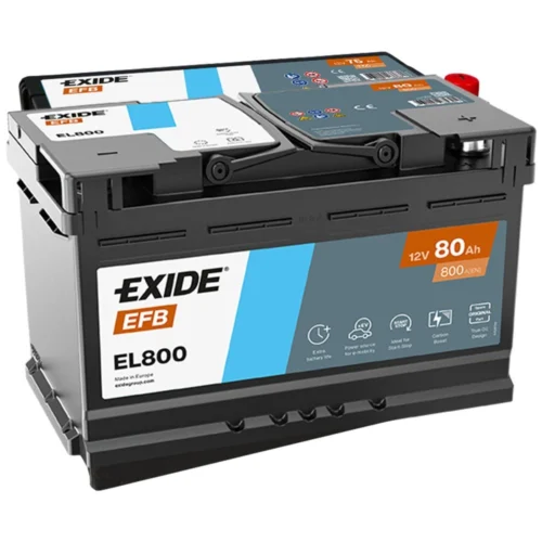 Акумулятор EXIDE   80Аг 800А EFB (L4) (0) Євро правий + (EL800)