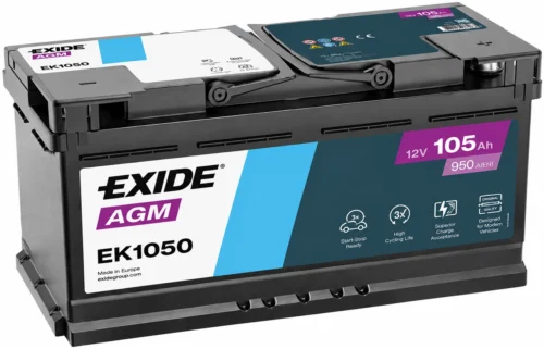 Акумулятор EXIDE 105Аг 950А AGM (Start-Stop) (L6) (0) Євро правий + (EK1050)