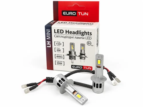 Лампа LED H1 12V 24V 60W EUROTUN LH 8000L 6000K радіатор  ET-LH-H1