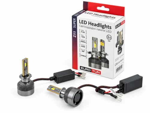Лампа LED H1 12V 24V 120W EUROTUN Z11E 20000L 6500K CAN BUS радіатор з вентилят ET-Z11E H1