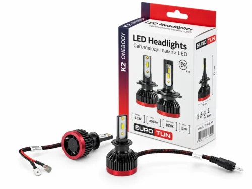 Лампа LED H3 12V 50W EUROTUN K2E 8000L 6000K радиатор с вентилят. ET-K2E-H3