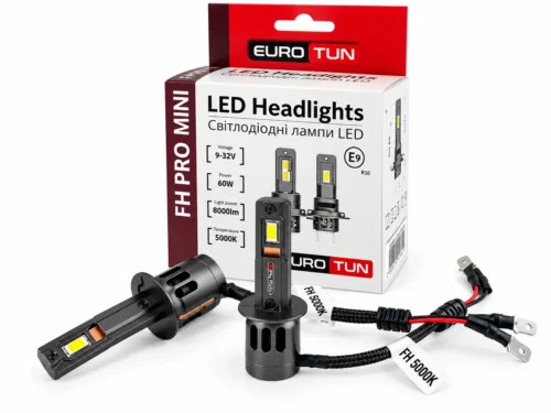 Лампа LED H1 12V 24V 60W EUROTUN FH PRO 8000L 5000K радіатор  ET-FH PRO-H1 5000K