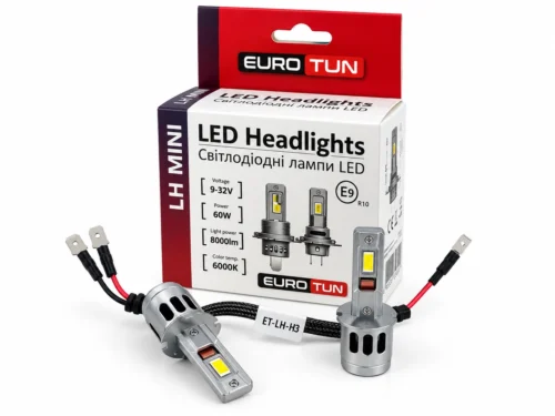 Лампа LED H3 12V 24V 60W EUROTUN LH 8000L 6000K радіатор ET-LH-H3