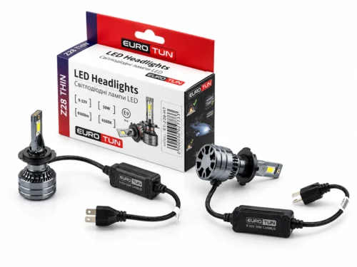 Лампа LED H7 12V 24V 50W EUROTUN Z28 6500L 6500K CAN BUS радіатор з вентилят ET-Z28-H7