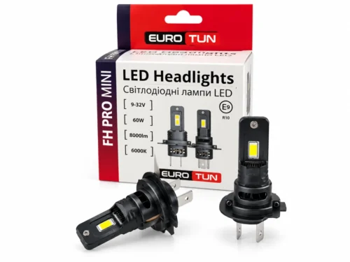 Лампа LED H7 12V 24V 60W EUROTUN FH PRO 8000L 6000K радіатор ET-FH PRO-H7