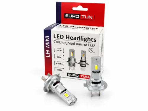 Лампа LED H7 12V 24V 60W EUROTUN LH 8000L 6000K радіатор ET-LH-H7