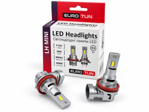 Лампа LED H8/H9/H11/H16 12V 24V 60W EUROTUN LH 8000L 6000K радіатор ET-LH-H11