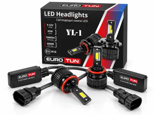 Лампа LED H8/H9/H11/H16 12V 24V 65W EUROTUN YL-1 10000L 6000K CAN BUS радіатор з вентилят. ET-YL-1 H
