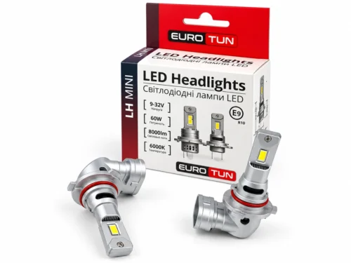 Лампа LED HB4 12V 24V 60W EUROTUN LH 8000L 6000K радіатор ET-LH-HB4