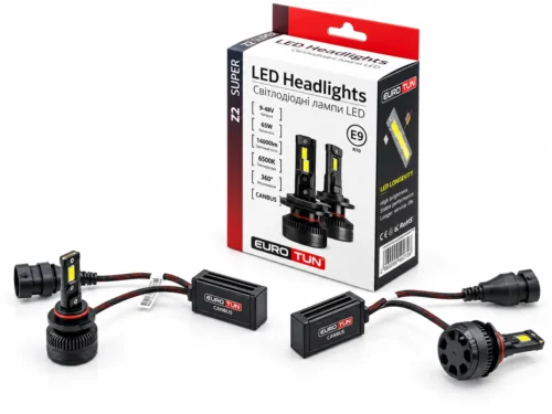 Лампа LED HB4 12V 24V 65W EUROTUN Z2E 10000L 6500К CAN BUS радіатор з вентилят ET-Z2E HB4 6500K